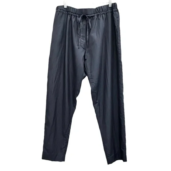 3.1 PHILLIP LIM DARK GRAY DRAWSTRING ELASTIC PAPER BAG WAIST TAPERED LEG PANTS